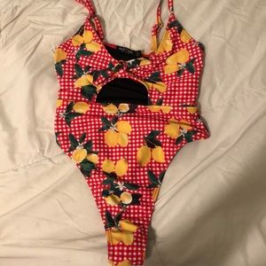 Nasty Gal one piece red bathing suit